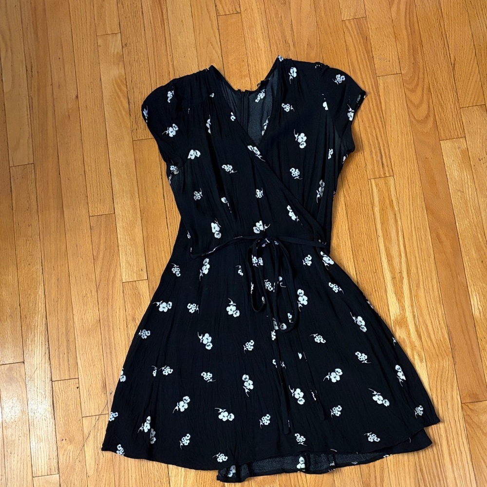 le chateau Black Floral Wrap Midi Dress